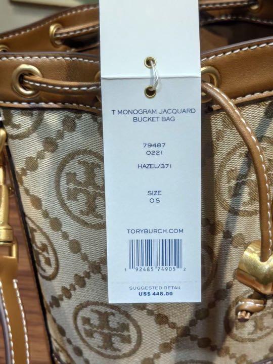TORY BURCH T Monogram Jacquard Bucket Bag 79487 Hazel, Women's Fashion,  Bags & Wallets, Cross-body Bags on Carousell