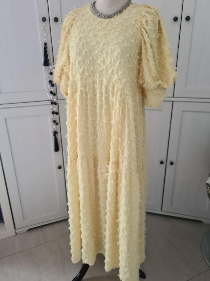 Fluffy cheap yellow dress