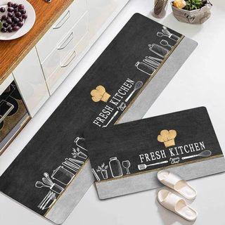 Kitchen Rugs, Non Skid Waterproof Kitchen Mats Anti-fatigue Thick Cushioned  Floor Rug( Size,color : 45x120cm-black