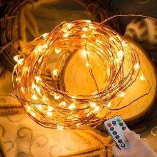 20m Battery / USB Fairy Lights 200 LED Warm White / Multicolour String Lights Remote Control 8 Modes Light