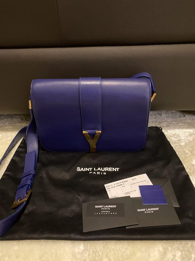 Saint Laurent Paris Blue Leather Mini Y-Ligne Crossbody Bag Yves Saint  Laurent