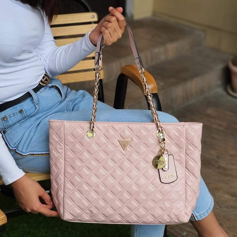 Guess pink quilted bag shop