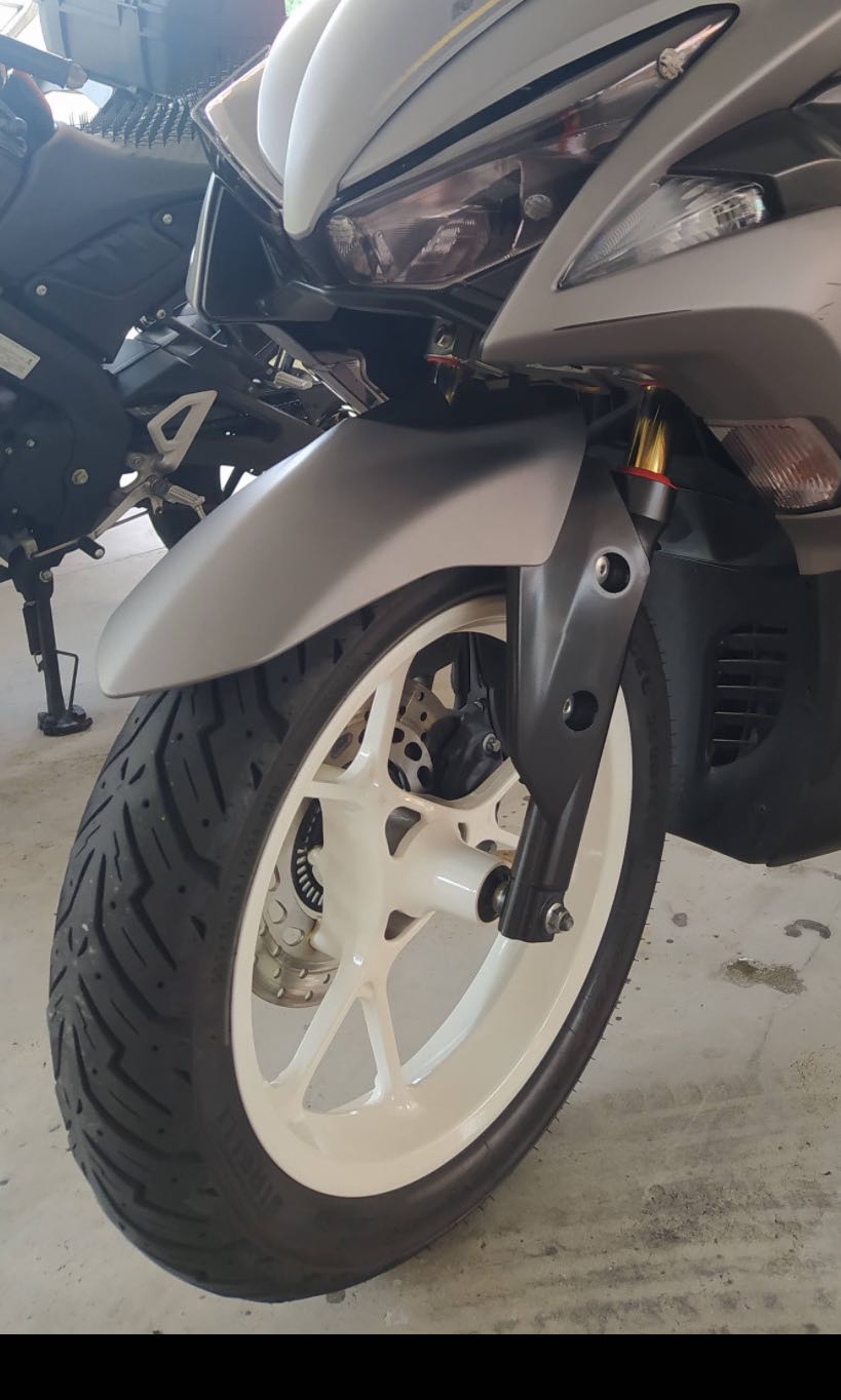 White motorcycle rims top