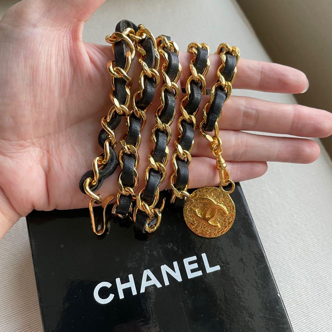 SOLD**AUTHENTIC CHANEL CC Medallion Chain Leather Belt/ Necklace/ Bracelet 24k  Gold Hardware, Luxury, Accessories on Carousell