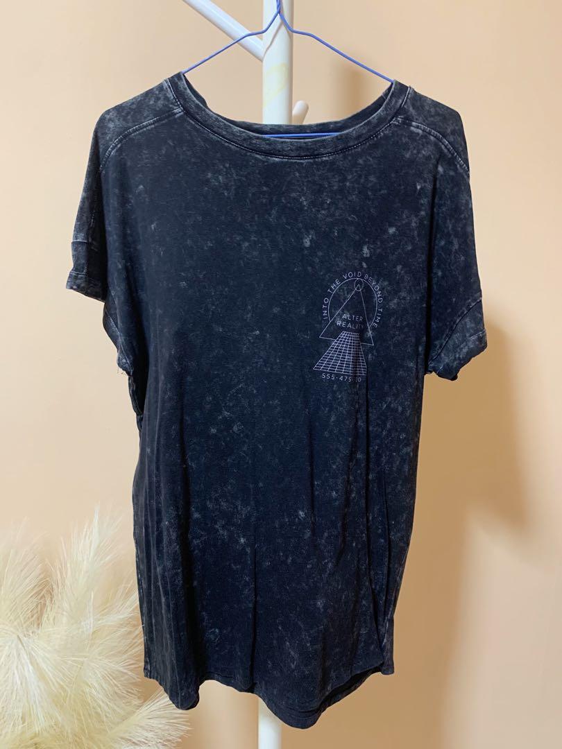 Black Acid Wash T Shirt, Men's Fashion 