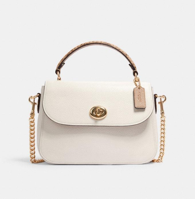 BN Authentic Coach Marlie Top Handle Satchel in Chalk and Snake Skin