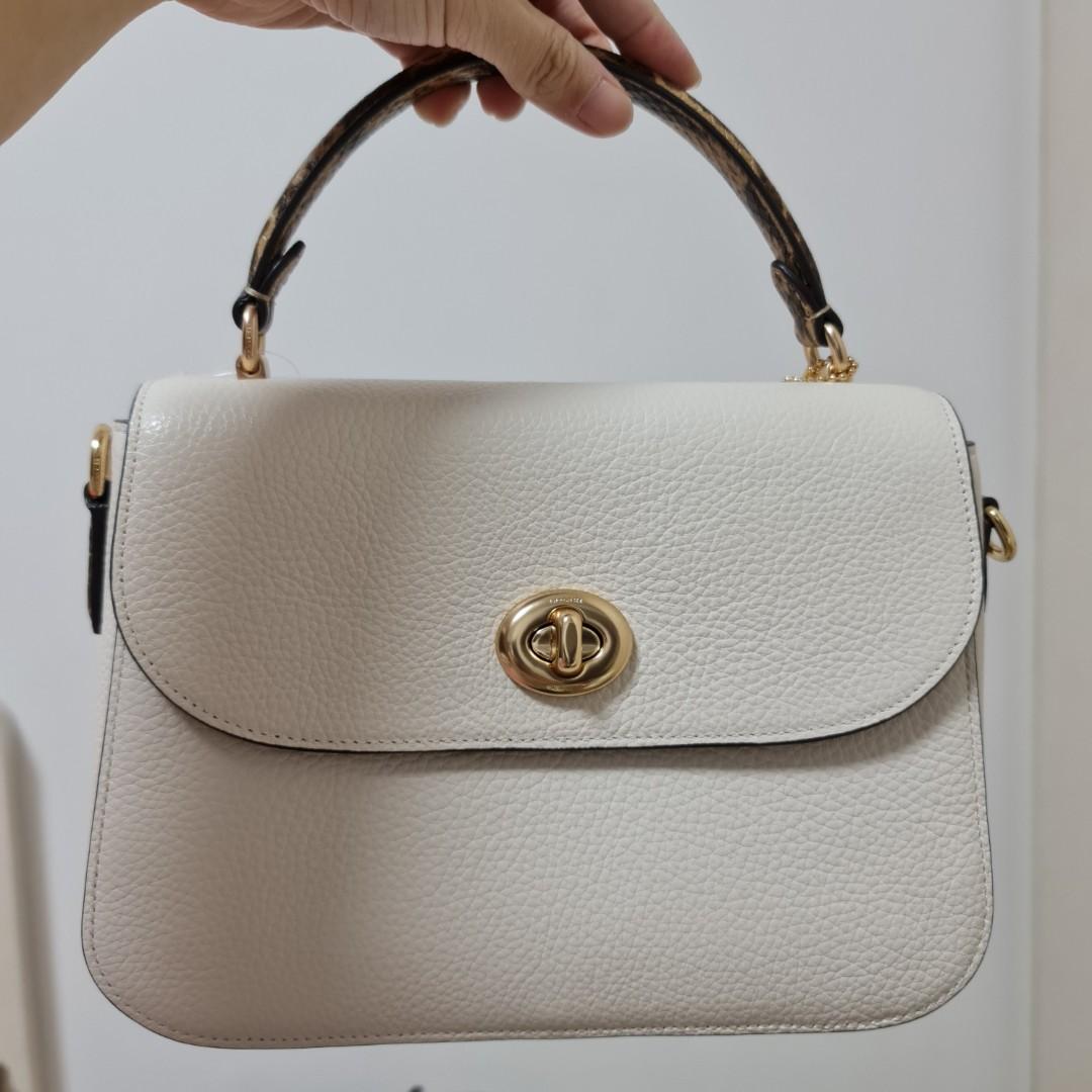BN Authentic Coach Marlie Top Handle Satchel in Chalk and Snake Skin