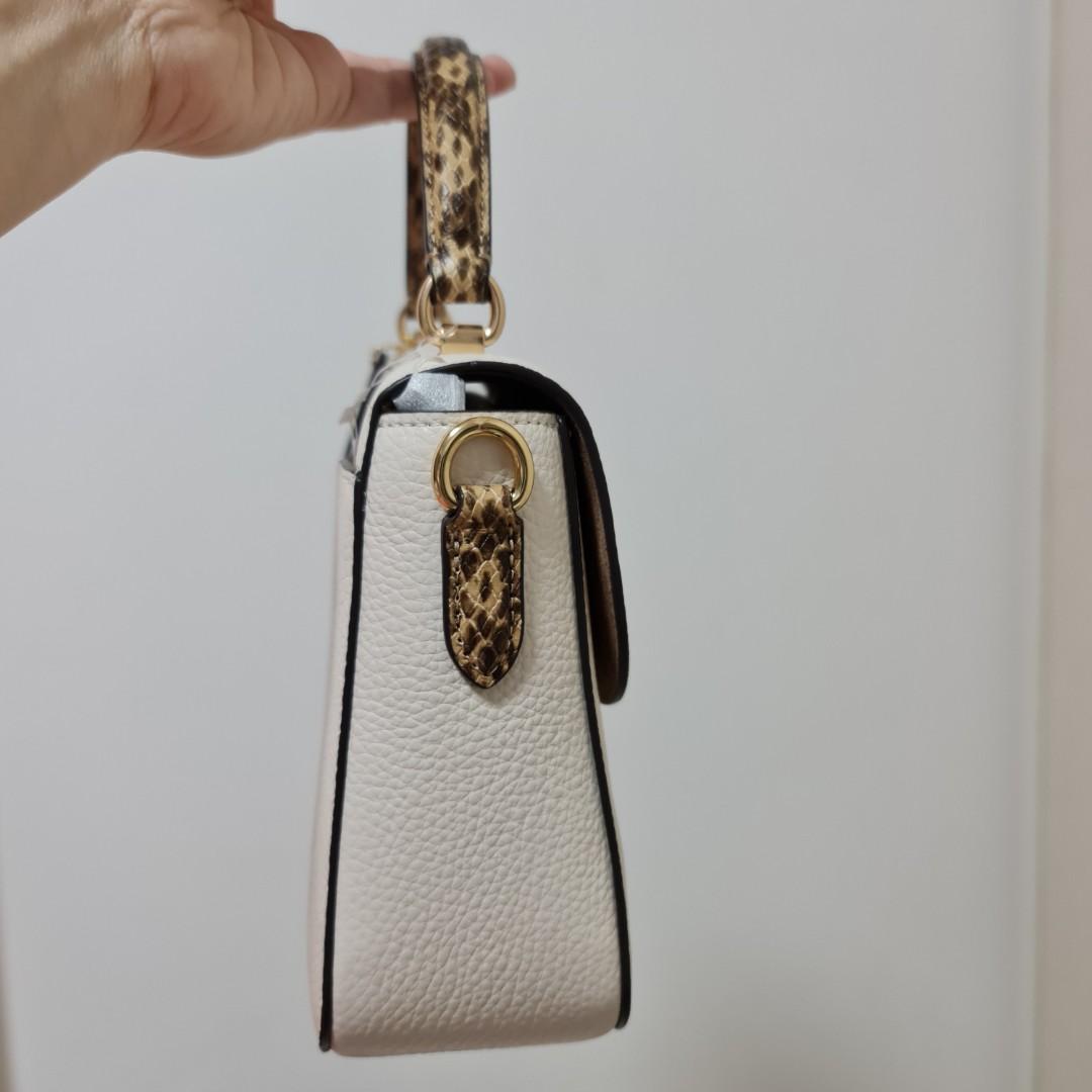 BN Authentic Coach Marlie Top Handle Satchel in Chalk and Snake Skin