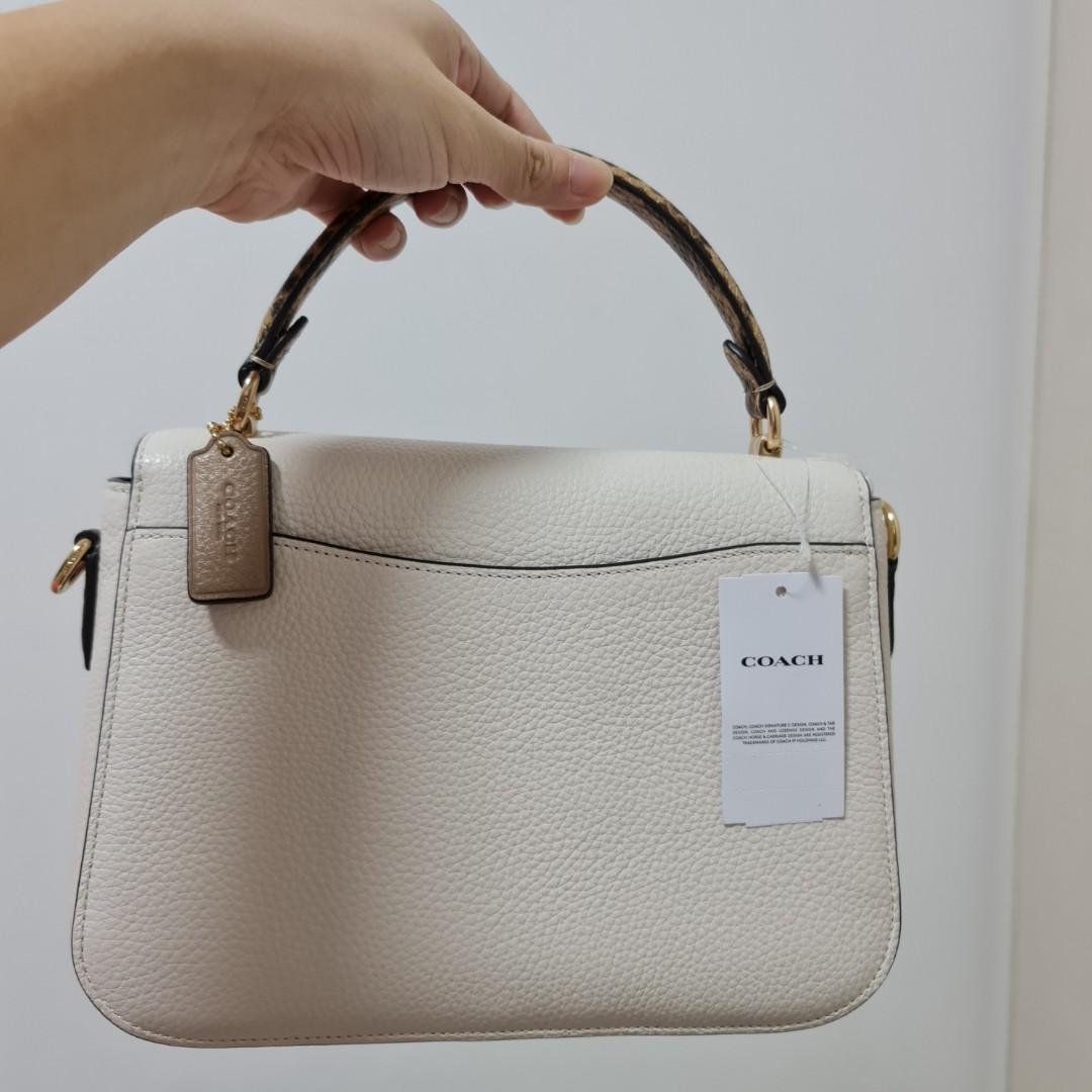 BN Authentic Coach Marlie Top Handle Satchel in Chalk and Snake Skin