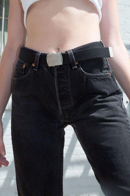 Brandy Melville buckle belt black canvas and silver metal AUTHENTIC