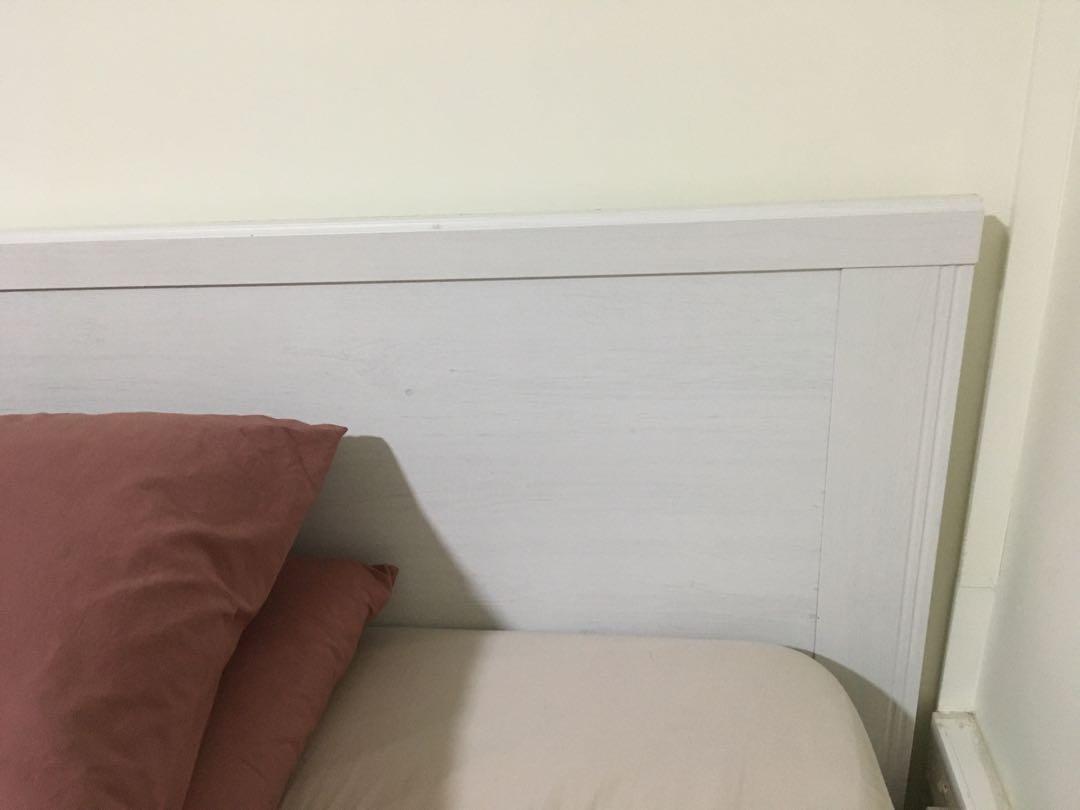 Ikea Brusali Queensize bed + 4 Storage boxes with wheels, Furniture