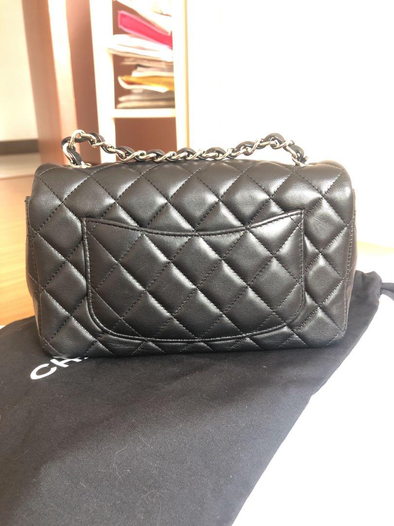 Chanel mini rectangular flap (Category: Cross-body Bags) located in Singapore. Submitted by priz____ (Listing ID 1105177461, Image 3). Description: 2019 Chanel Mini Rectangular Flap Lambskin SHW Good Condition Box, card, dustbag.