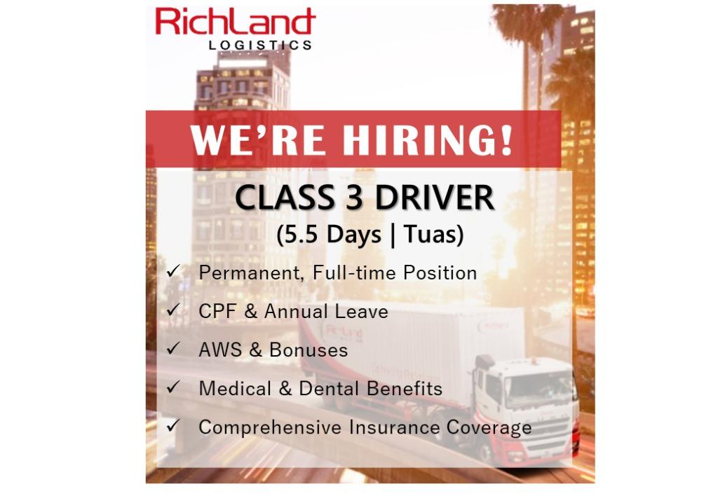 Class 3 Driver Van Driver 5 5 Days Tuas Aws Bonus Jobs Warehouse Logistics On Carousell