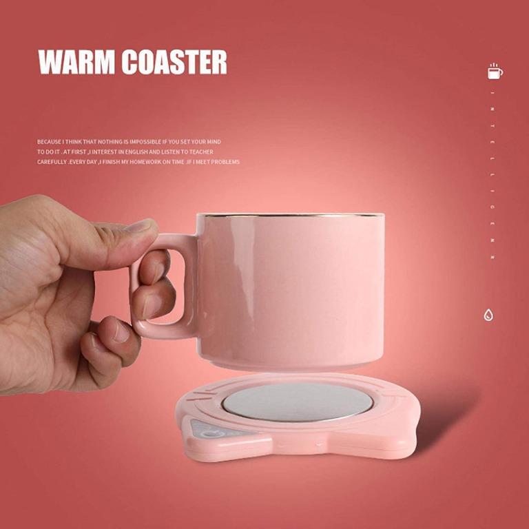 Coffee Mug Warmer, Electric Beverage Warmer, 131℉/ 55℃ for Desk with Auto Shut Off USB Coffee Warmer with Gravity Induction Coffee Cup Included Tea Water Milk Warmer for All Cups and Mugs（White