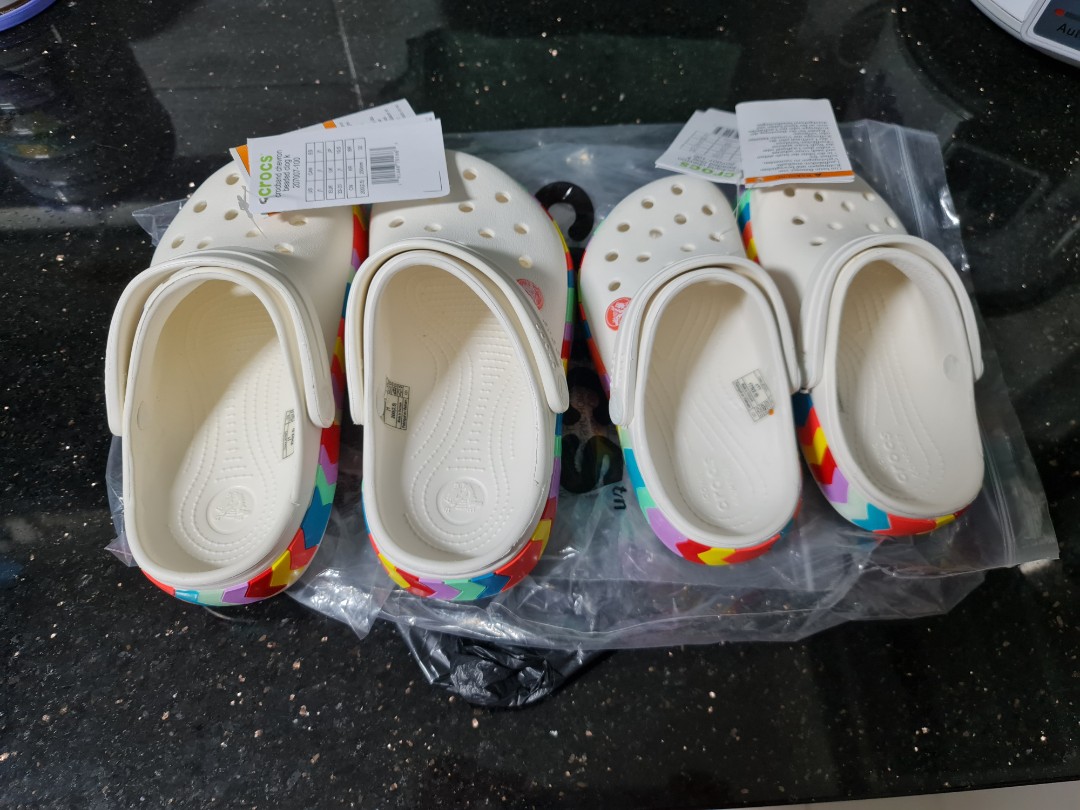 Crocs white and rainbow new arrivals