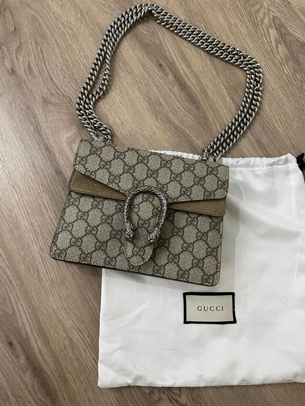 Authentic GUCCI Dionysus GG Supreme Mini Crossbody Bag Chain Monogram  Receipt