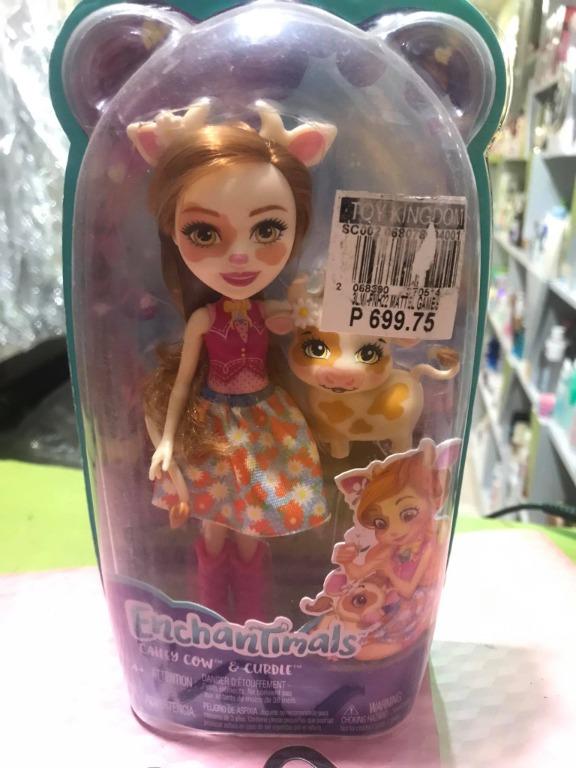 ENCHANTIMALS Cailey Cow & Curdle Figure (Category: Figurines & Statues) located in Quezon City. Submitted by abubotmanila (Listing ID 1105240633, Image 1). Description: SRP- 699.75 Discover the magic of friendship and nature with these lovable Enchantimals characters! Cailey Cow doll (6-inch) comes with Curdle cow -they're always together, and they look alike, too. Little ones will love playing out the special bond these best friends share. For f