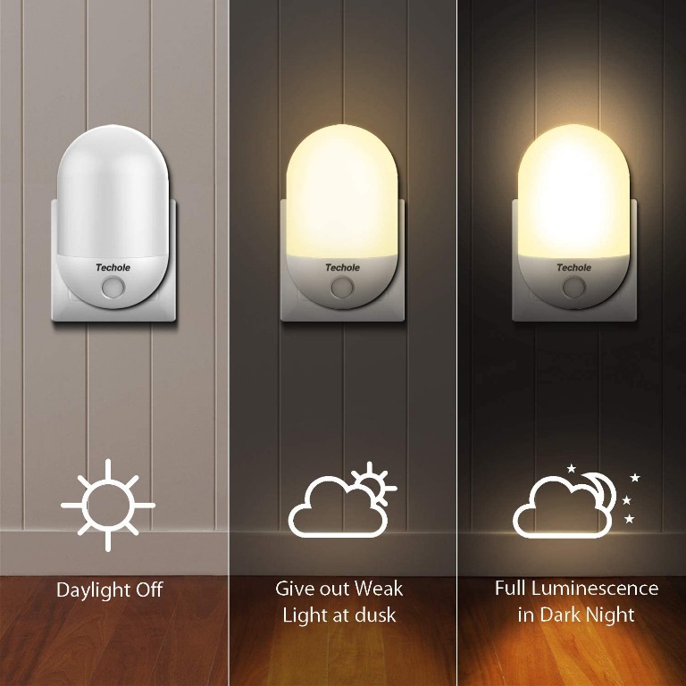 Night Light Plug in Wall with Dusk to Dawn Photocell Techole LED Night Light 