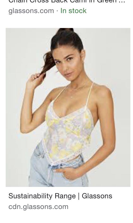 Glassons floral lace cross back cami top, Women's Fashion, Tops, Sleeveless  on Carousell