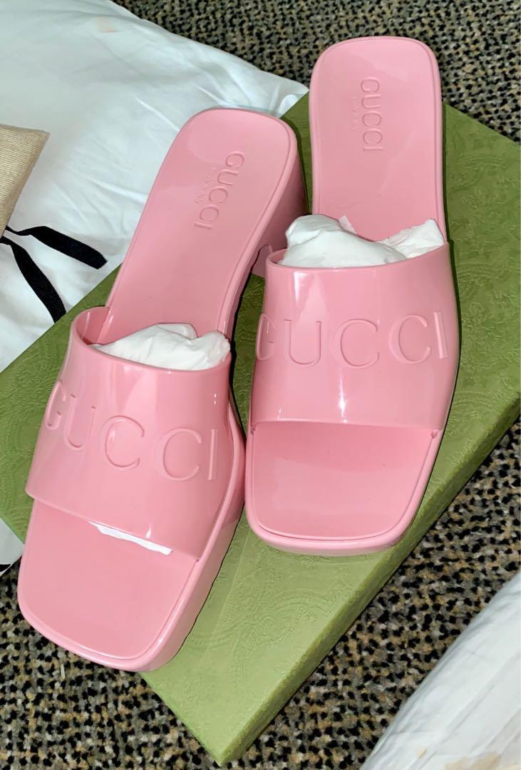 GUCCI Pink Jelly Rubber Sandals Worn Once Current Season Authentic