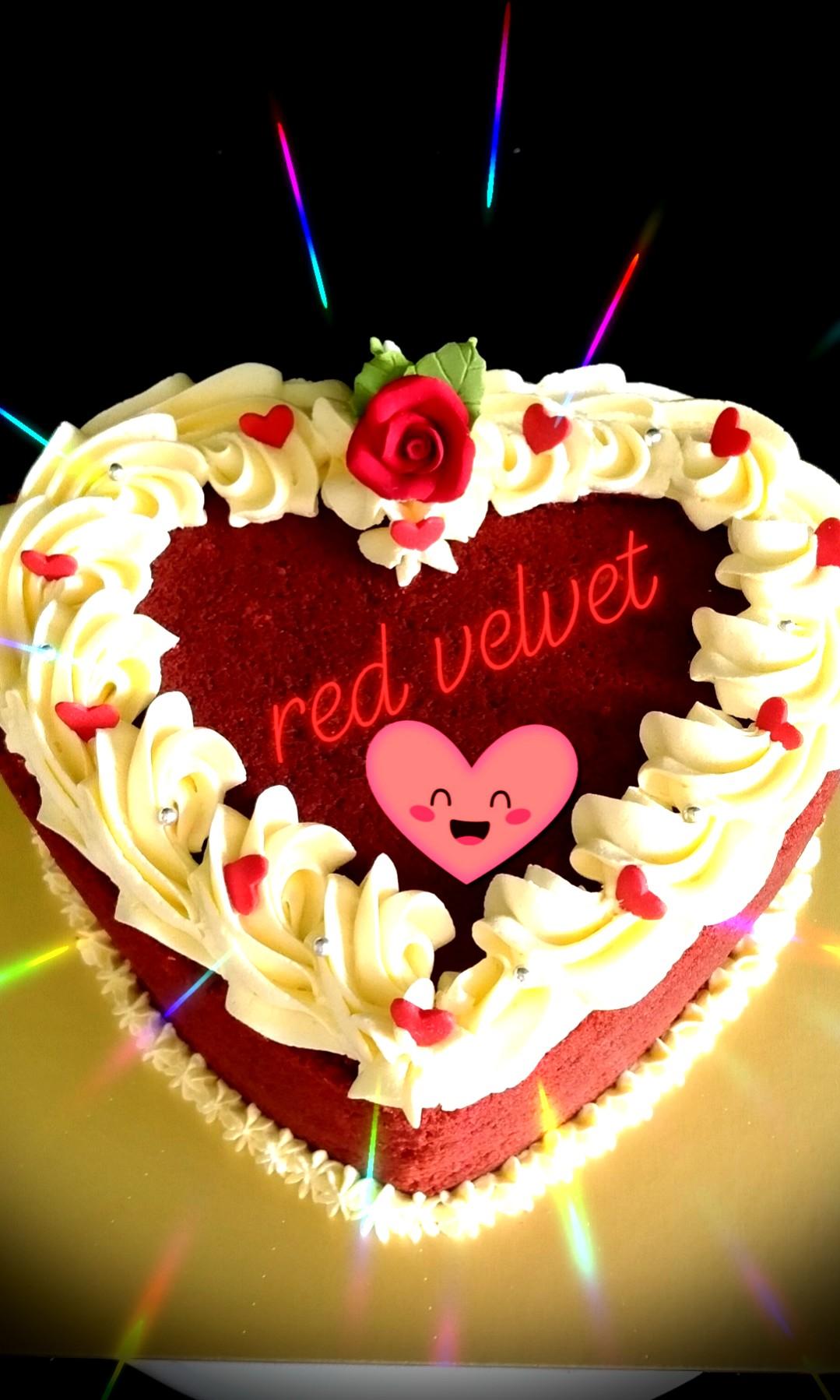 Red Heart Shape Valentines Day Cake, - Just Bake