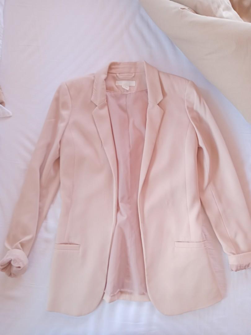 h&m blush blazer
