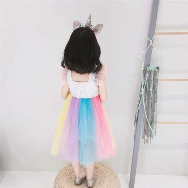 INSTOCK Brand New Unicorn Dress For Girls Kids Children Halloween Costumes Dress Up Disney Princess Costume Cosplay Birthday Party Dress up Dinner