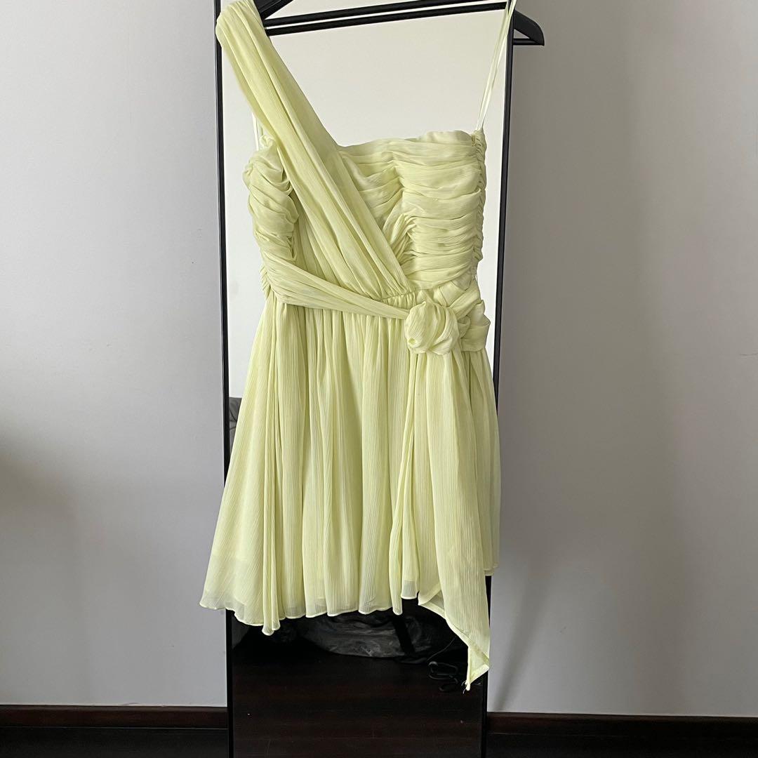 Kate Moss for Topshop yellow chiffon asymmetrical dress
