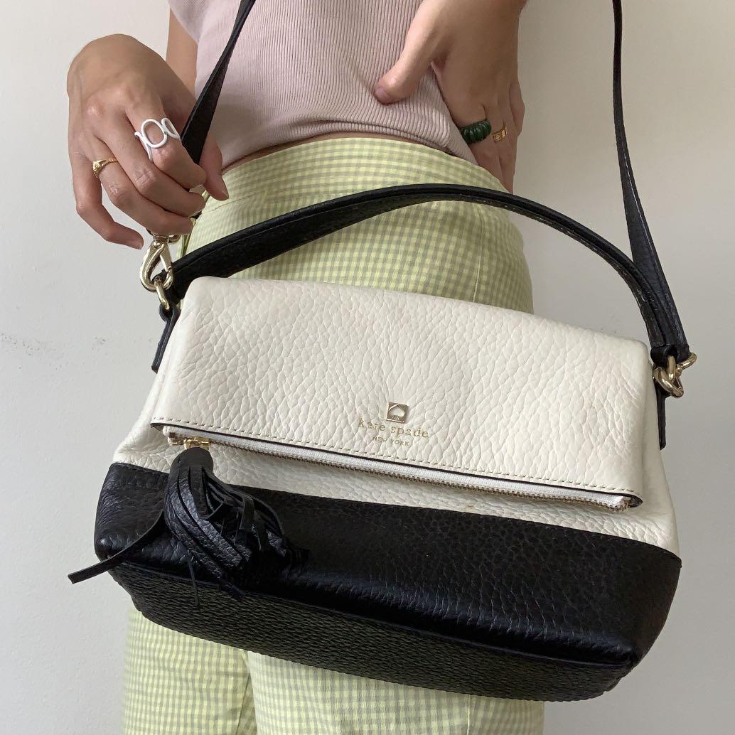 Kate Spade Black & White leather crossbody sling bag, Luxury, Bags &  Wallets on Carousell