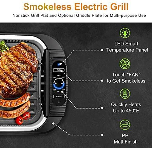 KCZAZY Electric Smokeless Grill with Glass Lid - 