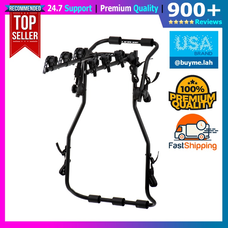 LifeLine USA High Mount Rear 3 bike Cycle Car Rack for three bicycle