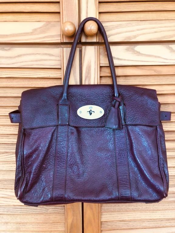 Iconic Mulberry Bayswater Handbag Purple Croc Texture Women s