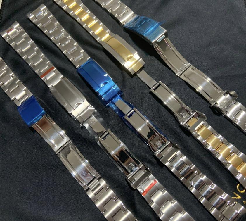 Oyster watch band With Curved End Links Polished or Brushed center 18mm or  20mm | eBay