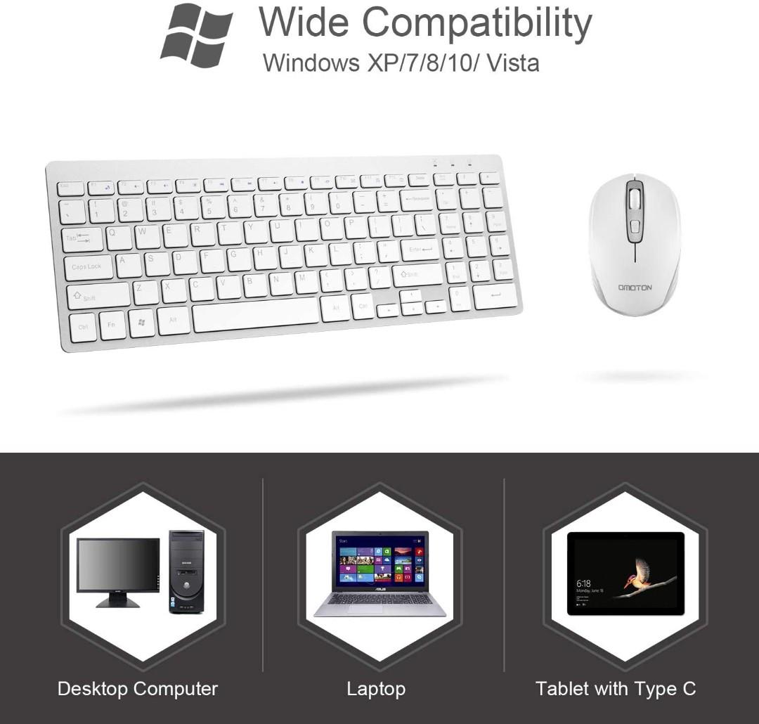OMOTON Wireless Keyboard and Mouse Combo, 2.4GHz UltraThin Wireless