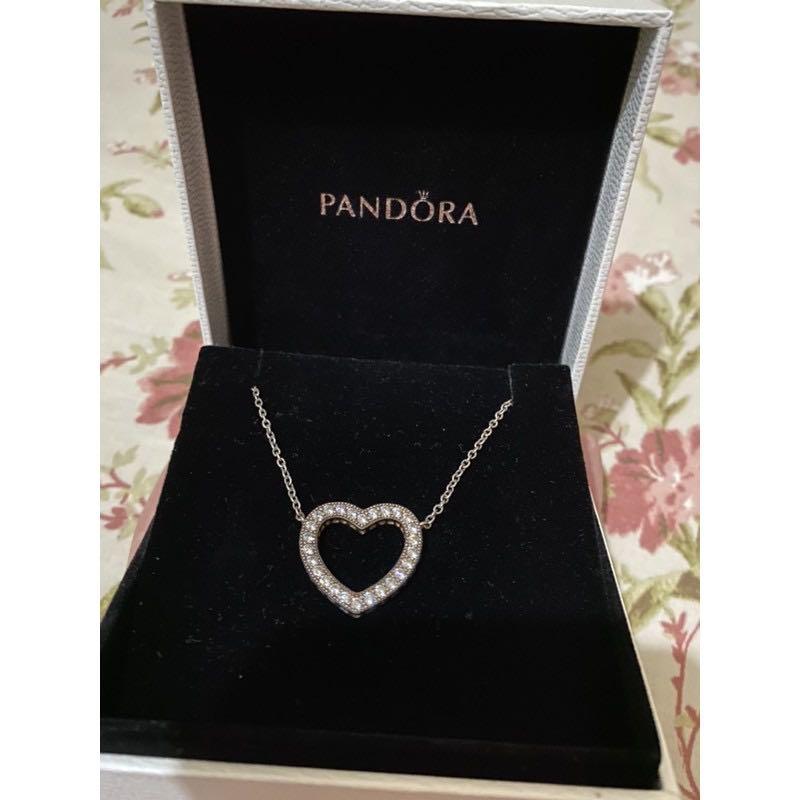 Pandora Sparkling Open Heart Necklace 