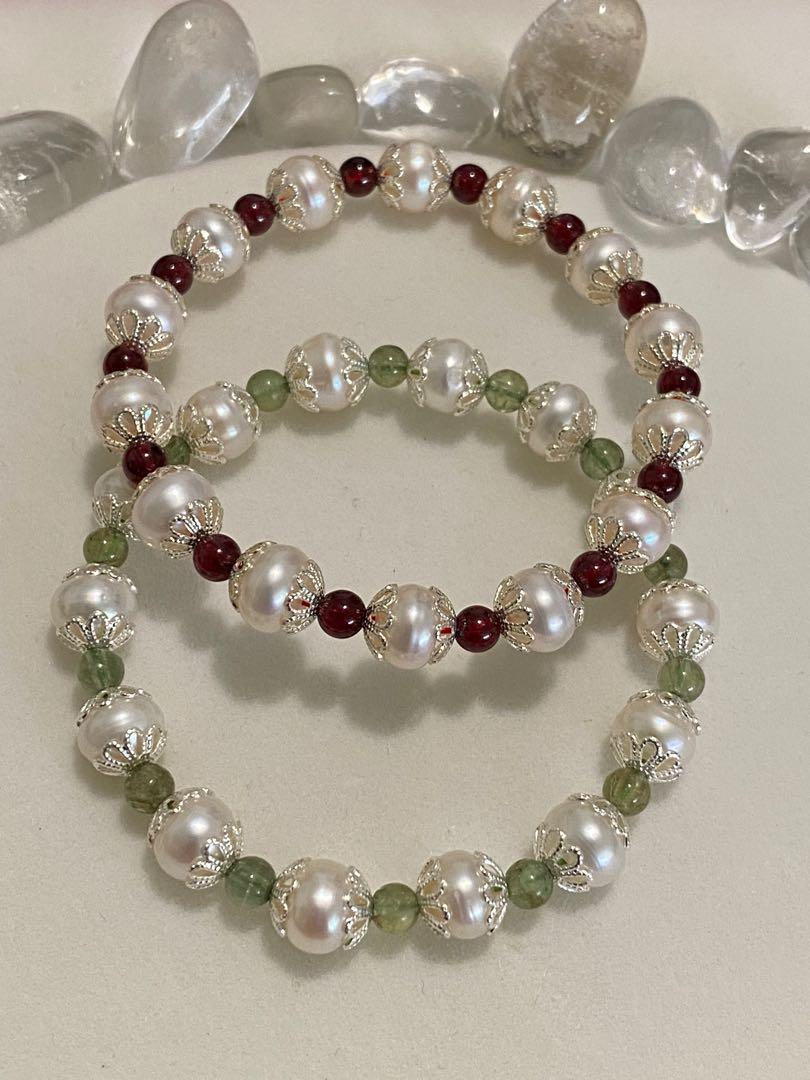Pearl and Garnet Bracelet Women s Fashion Jewelry Organisers