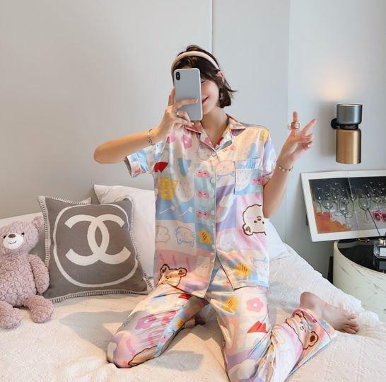 Ready Stock 6 Designs XL Satin Suit Nightwear Pajamas Baju