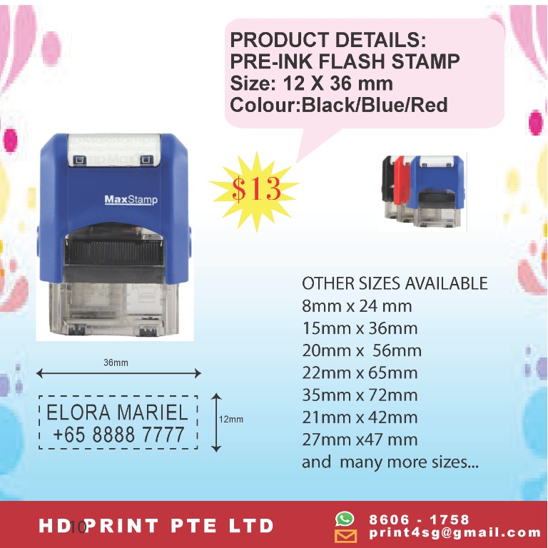 Self ink stamp/Company stamp/nurse/teacher/officer/trainer stamp ...