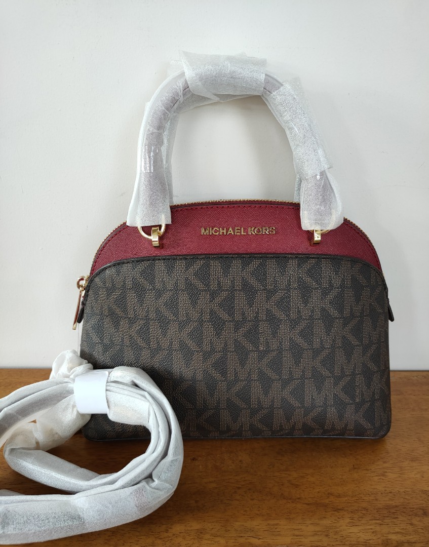 Michael Kors Michael Kors Emmy Small Dome Satchel Crossbody Cherry Red  Leather Handbag