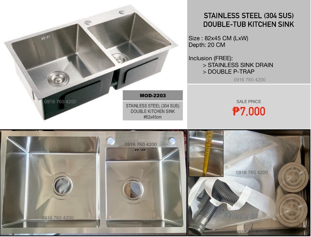 STAINLESS Double Kitchen Sink (304 SUS), Furniture & Home ...