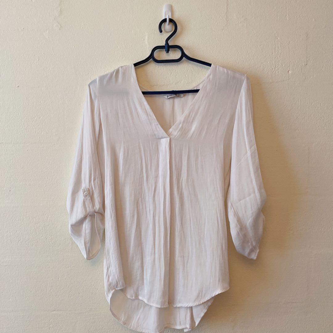 Stradivarius white satin shirt, Women's 