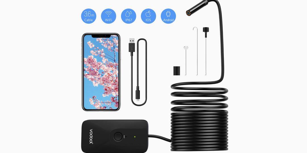 Wireless Endoscope Vodool 720P Semi rigid Wi Fi Borescope HD