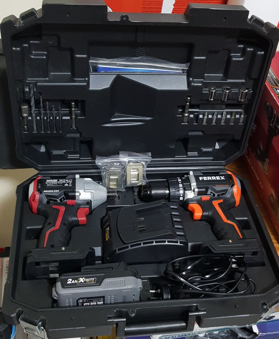 Workzone/ferrex cordless brushless hammer drill driver and impact