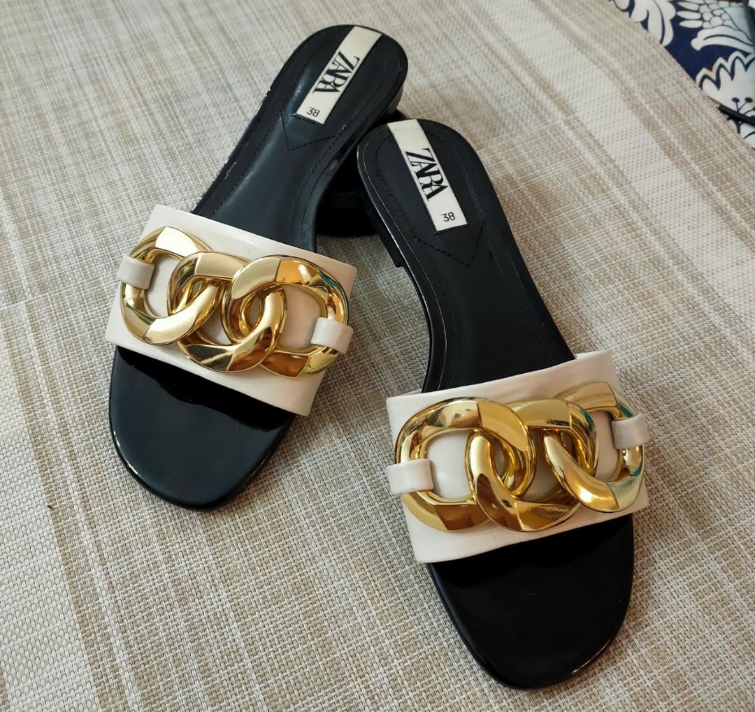 Zara black best sale and gold sandals