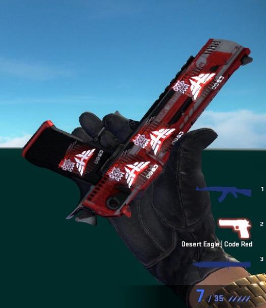 75% market price; Csgo Desert Eagle | Code Red (Well-Worn) + 4 Foil stickers