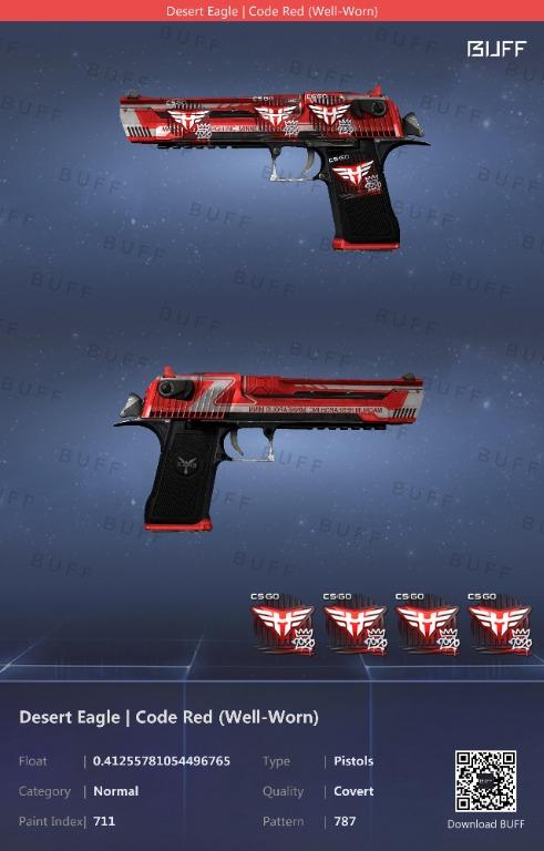 75% market price; Csgo Desert Eagle | Code Red (Well-Worn) + 4 Foil stickers