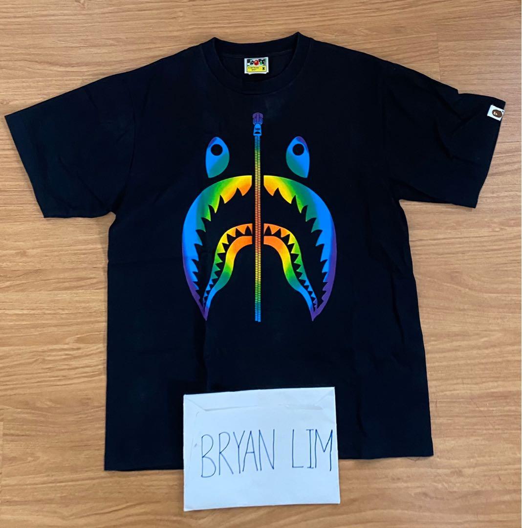 Bape rainbow shark tee sales
