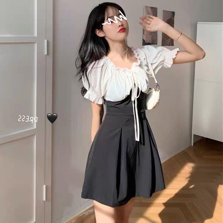 Black and white puffy dress