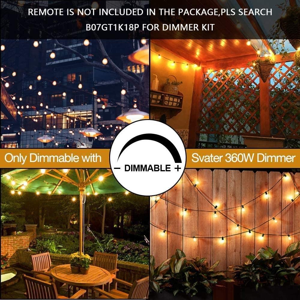 BNIB Svater Outdoor String Lights 36FT,2Pack of 18FT with 10 Hanging  Socket,10pcs G40 LED Glass Bulbs,Dimmable 1W 2700K Warm White,IP45  Waterproof Indoor/Outdoor Patio Lights, Furniture  Home Living, Lighting   Fans, Lighting