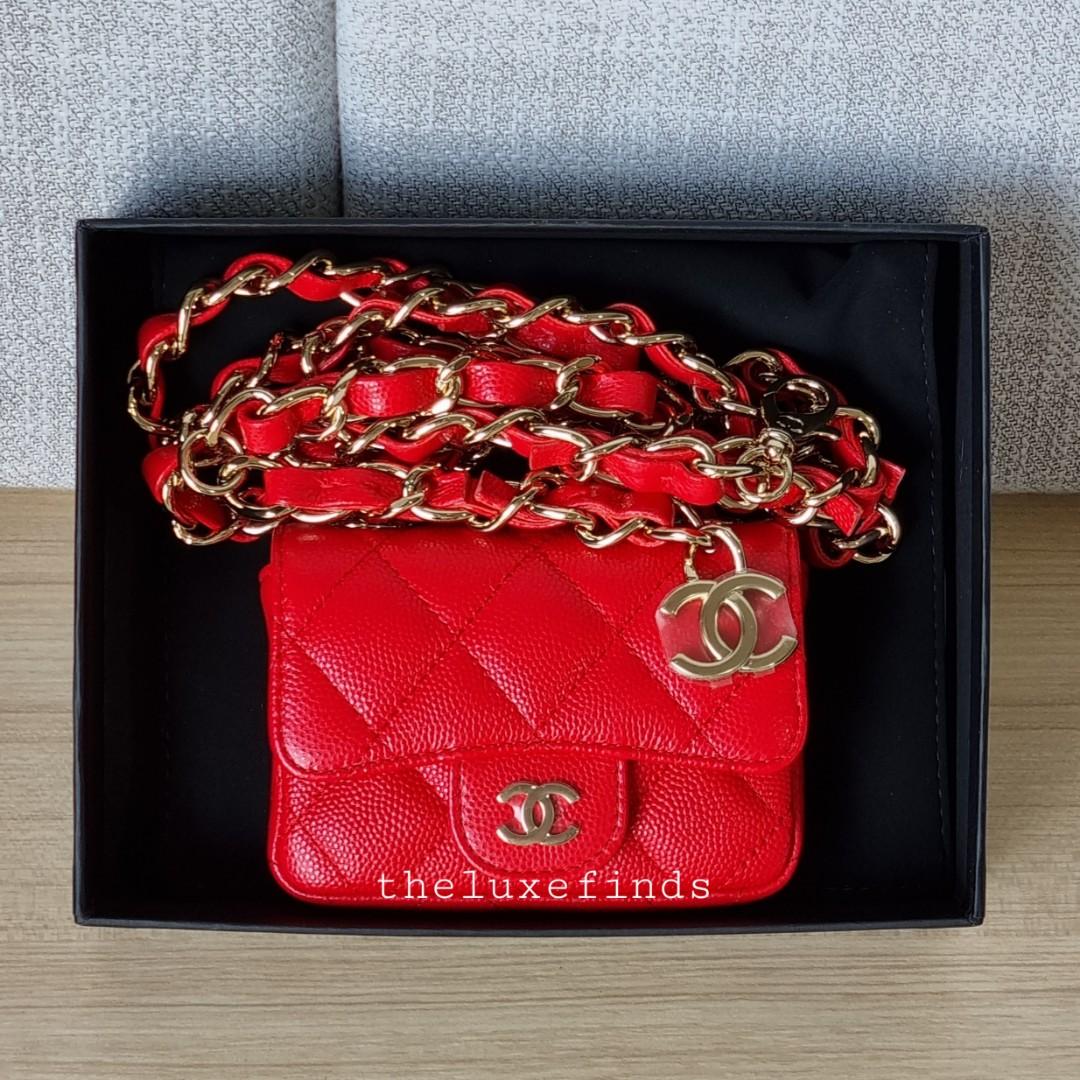 🦄💖 Chanel 21B Belt Bag (Red, Caviar) (Non-nego)